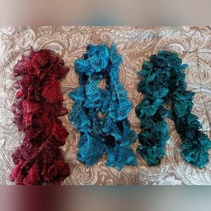 Set of 3 handmade Crotchet scarves